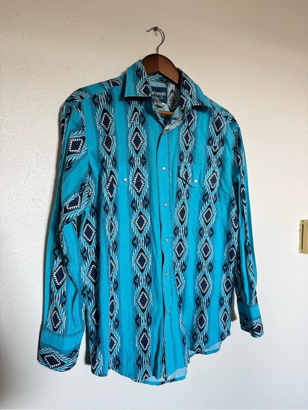 Wrangler Teal and Navy Aztec Western Shirt
